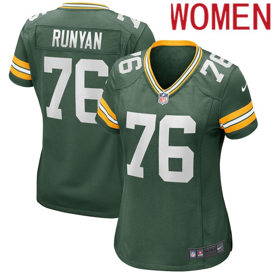 Women Green Bay Packers #76 Jon Runyan Nike Green Game NFL Jersey->women nfl jersey->Women Jersey